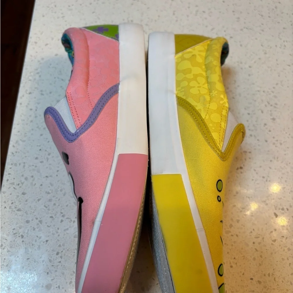 Ground up SpongeBob and Patrick Slip-On Shoes sz 10! Fun! Funky! Mismatched